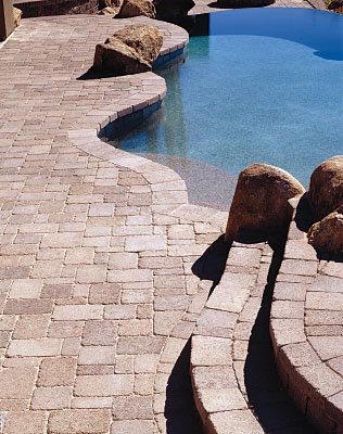 Natural Looking Stone Paver Pool Deck